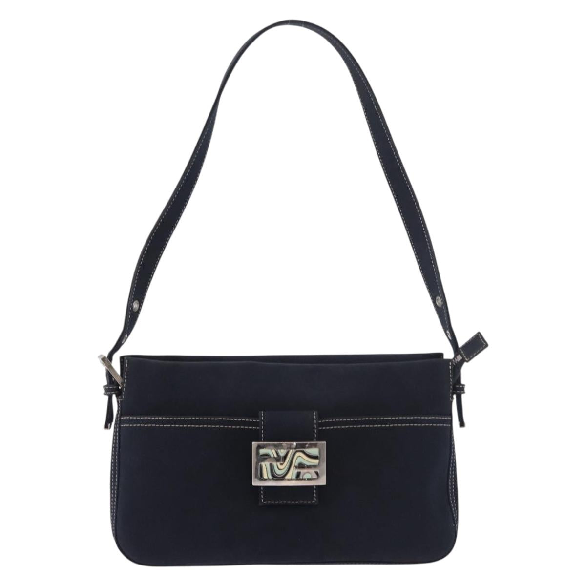 FENDI Mamma Baguette Shoulder Bag Canvas Navy Silver Auth 186897V - Jerrillo image 2