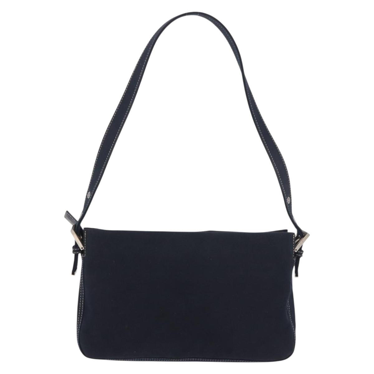FENDI Mamma Baguette Shoulder Bag Canvas Navy Silver Auth 186897V - Jerrillo image 3
