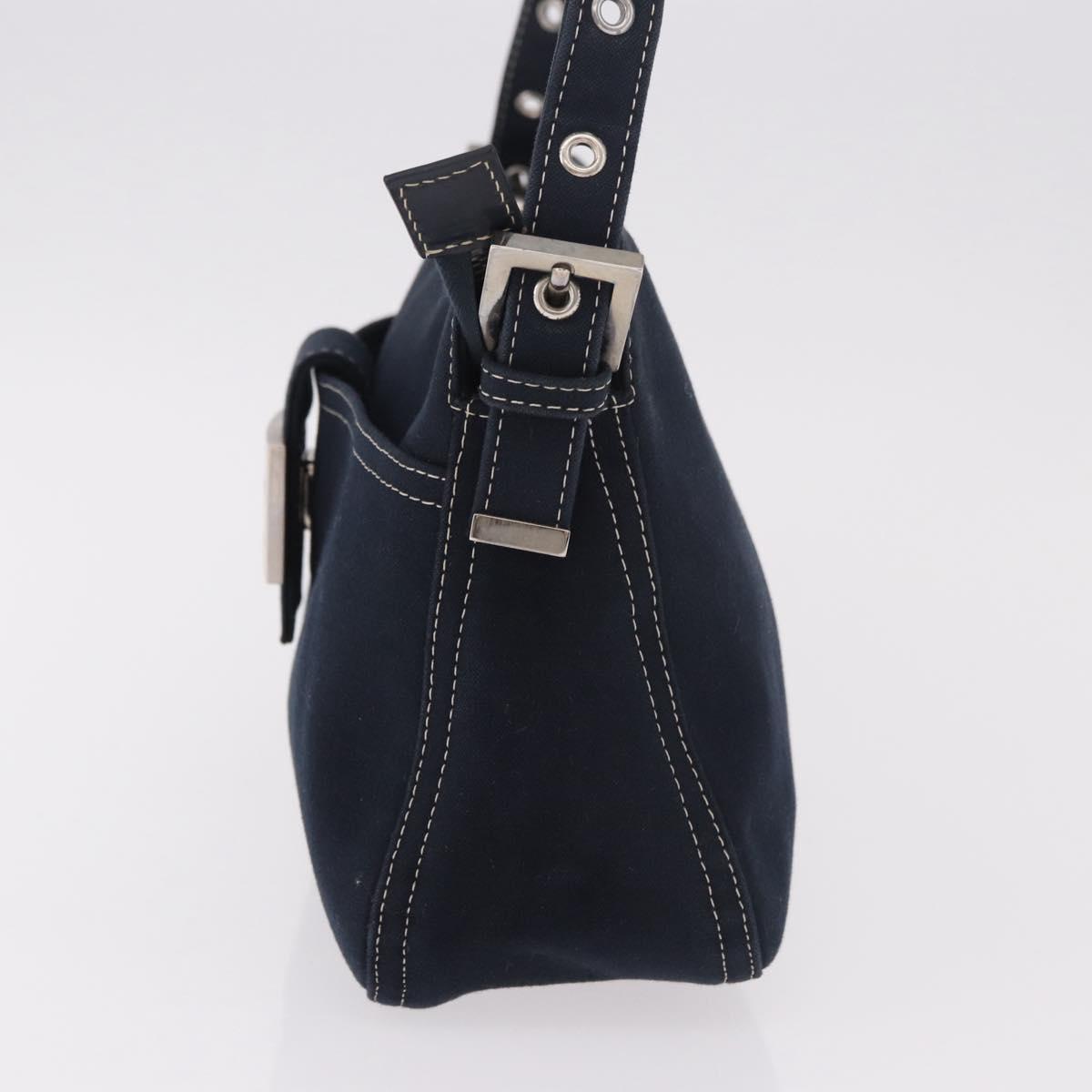 FENDI Mamma Baguette Shoulder Bag Canvas Navy Silver Auth 186897V - Jerrillo image 4