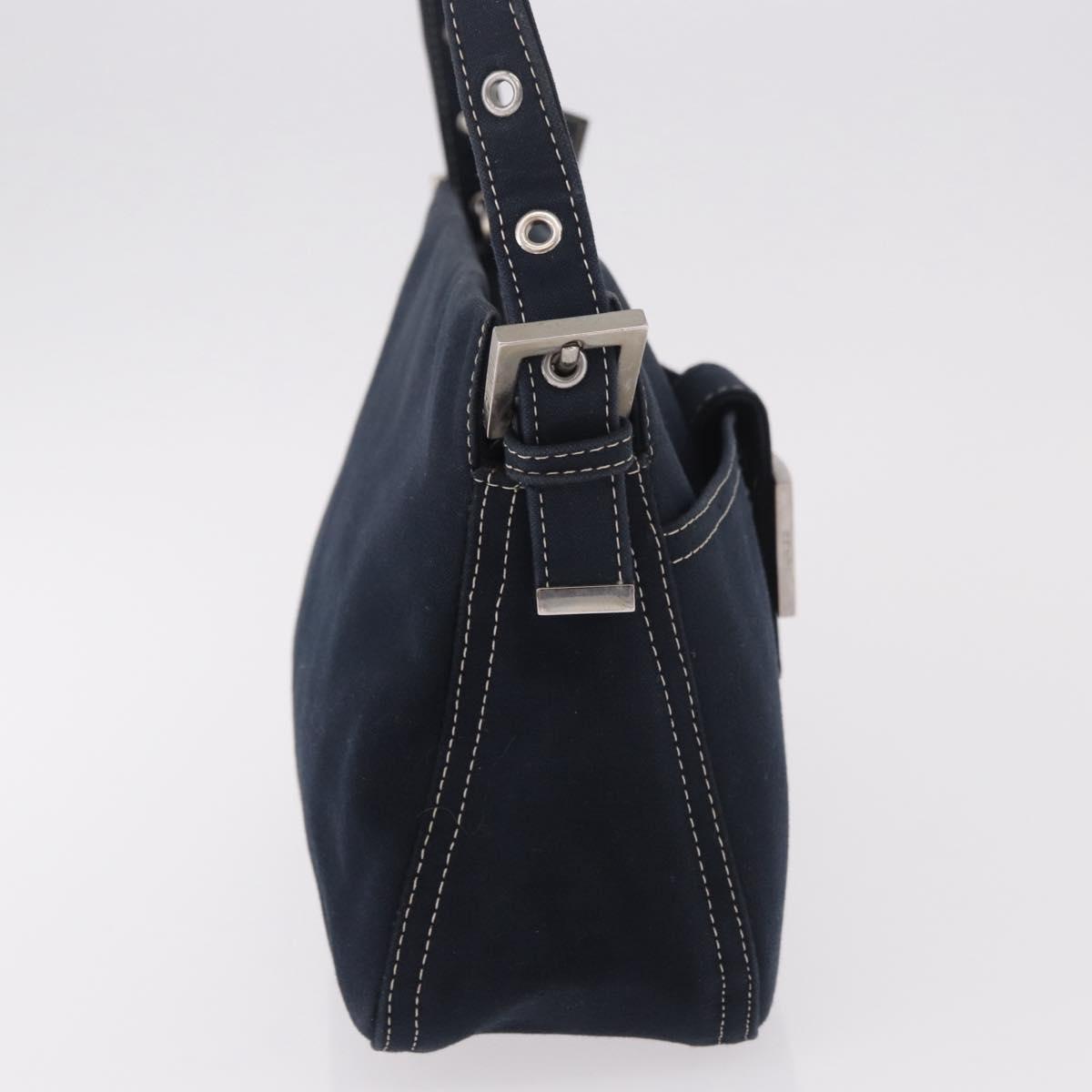 FENDI Mamma Baguette Shoulder Bag Canvas Navy Silver Auth 186897V - Jerrillo image 5