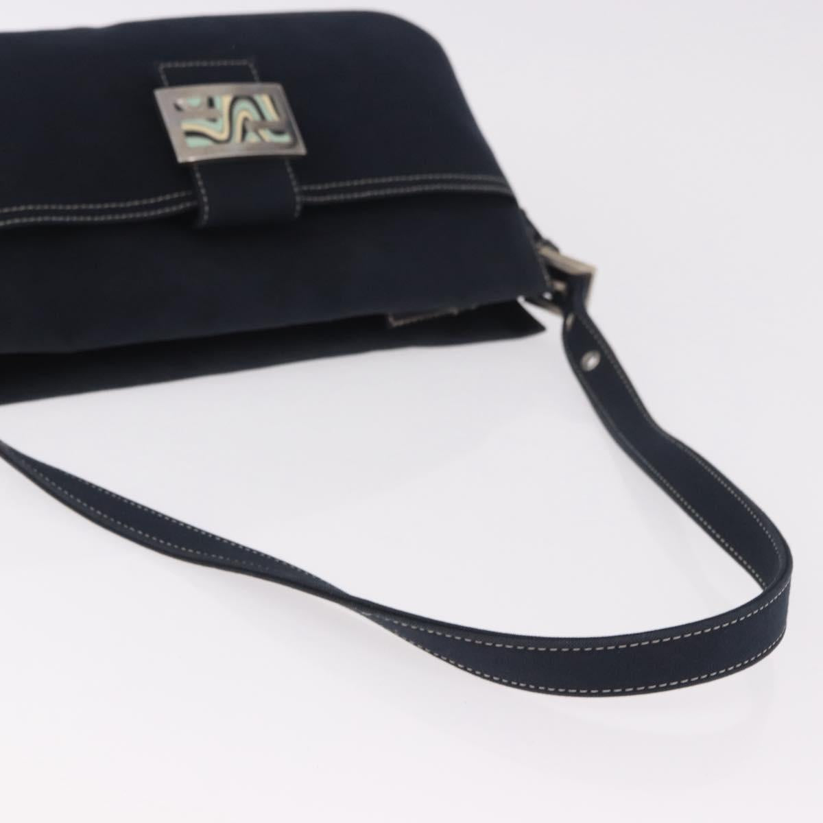 FENDI Mamma Baguette Shoulder Bag Canvas Navy Silver Auth 186897V - Jerrillo image 7