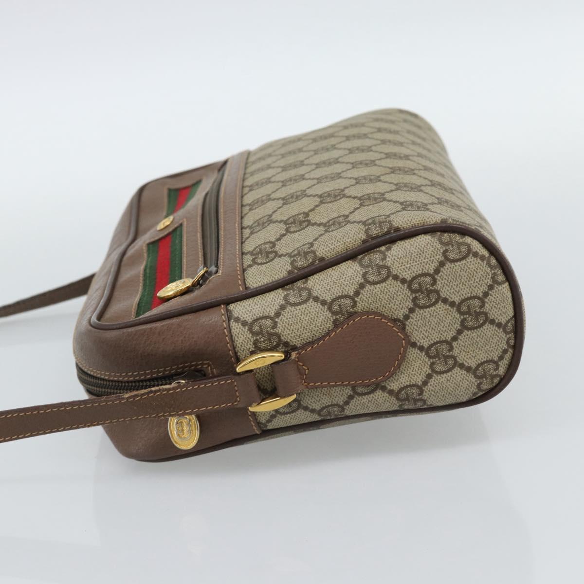 GUCCI GG Supreme Web Sherry Line Bag PVC Beige Gold 001 113 6472 Auth 187114 - Jerrillo image 4