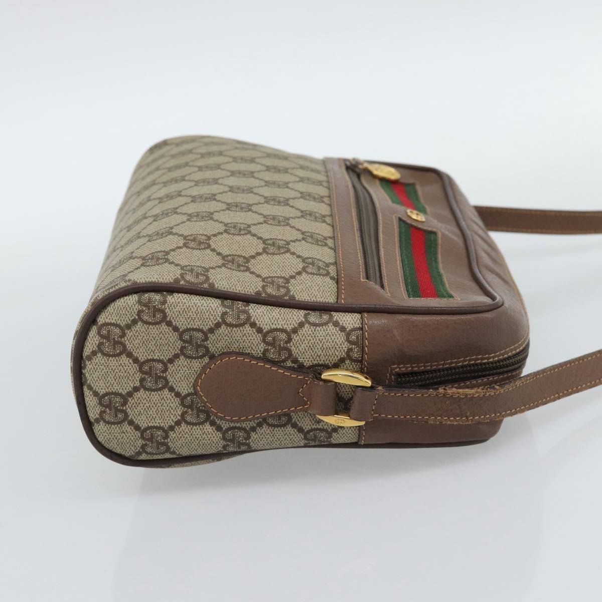 GUCCI GG Supreme Web Sherry Line Bag PVC Beige Gold 001 113 6472 Auth 187114 - Jerrillo image 5