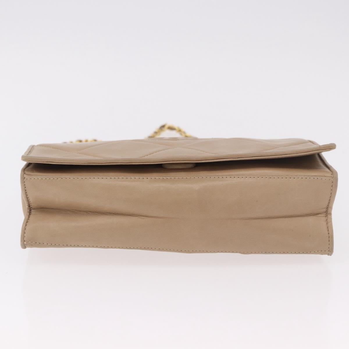 CHANEL Matelasse Chain Shoulder Bag Lamb Skin Beige Gold CC Auth 187157A - Jerrillo image 10