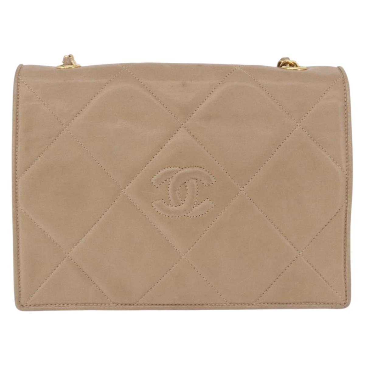 CHANEL Matelasse Chain Shoulder Bag Lamb Skin Beige Gold CC Auth 187157A - Jerrillo image 2