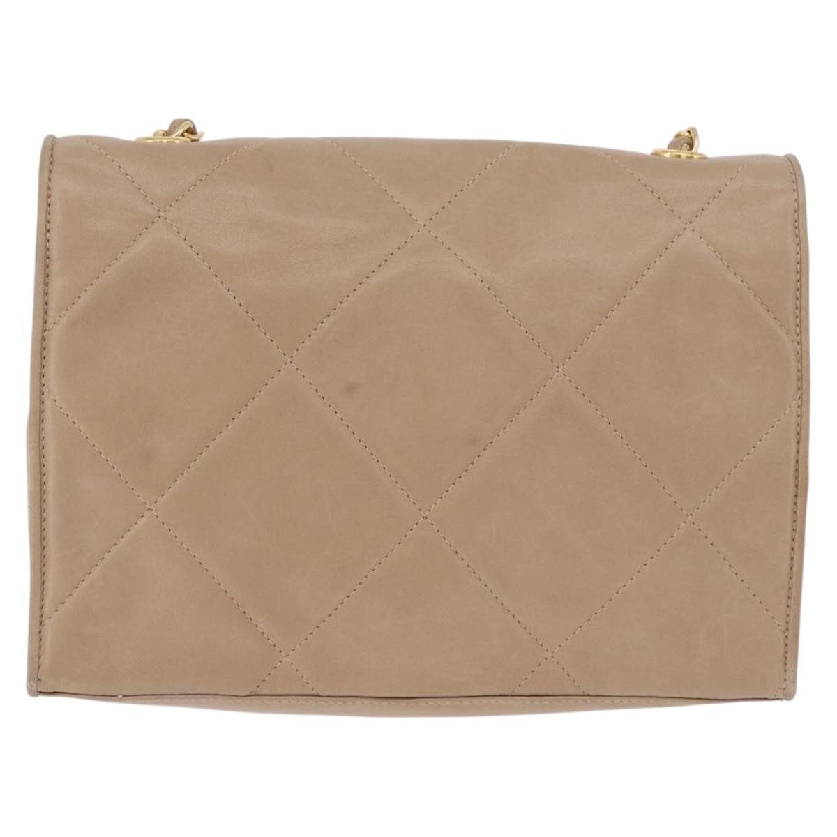 CHANEL Matelasse Chain Shoulder Bag Lamb Skin Beige Gold CC Auth 187157A - Jerrillo image 4