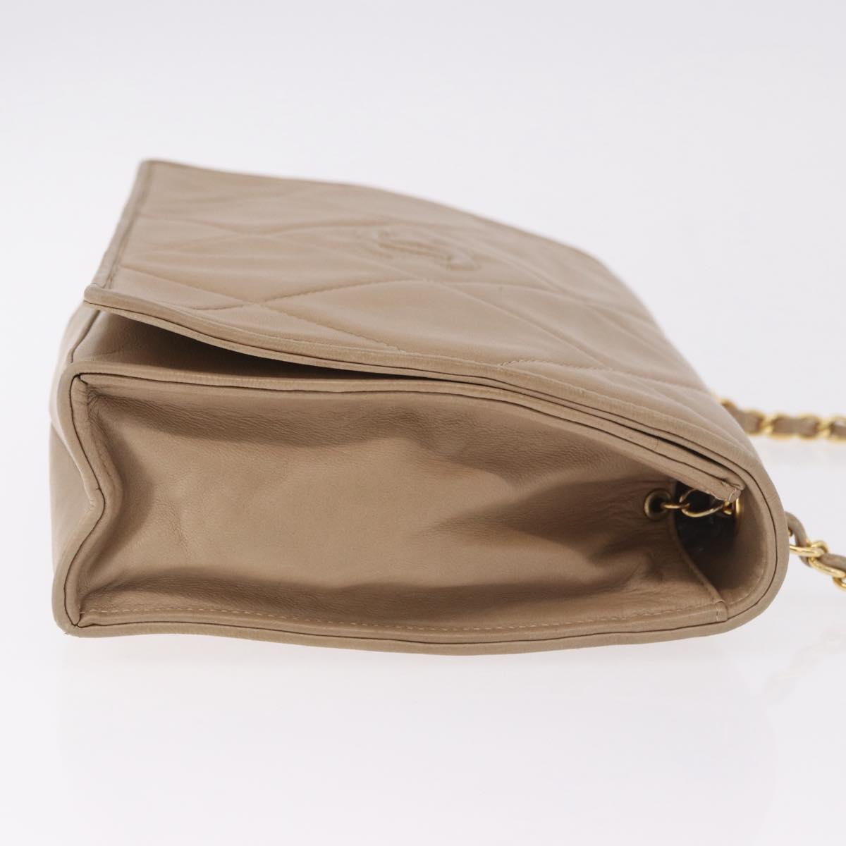 CHANEL Matelasse Chain Shoulder Bag Lamb Skin Beige Gold CC Auth 187157A - Jerrillo image 5