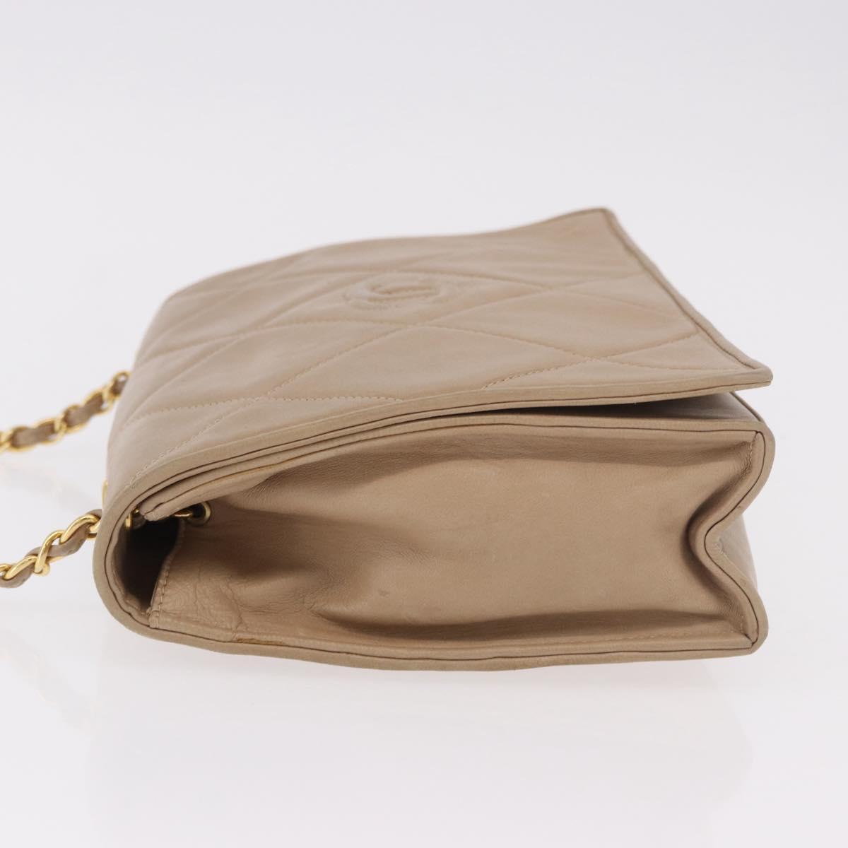 CHANEL Matelasse Chain Shoulder Bag Lamb Skin Beige Gold CC Auth 187157A - Jerrillo image 6