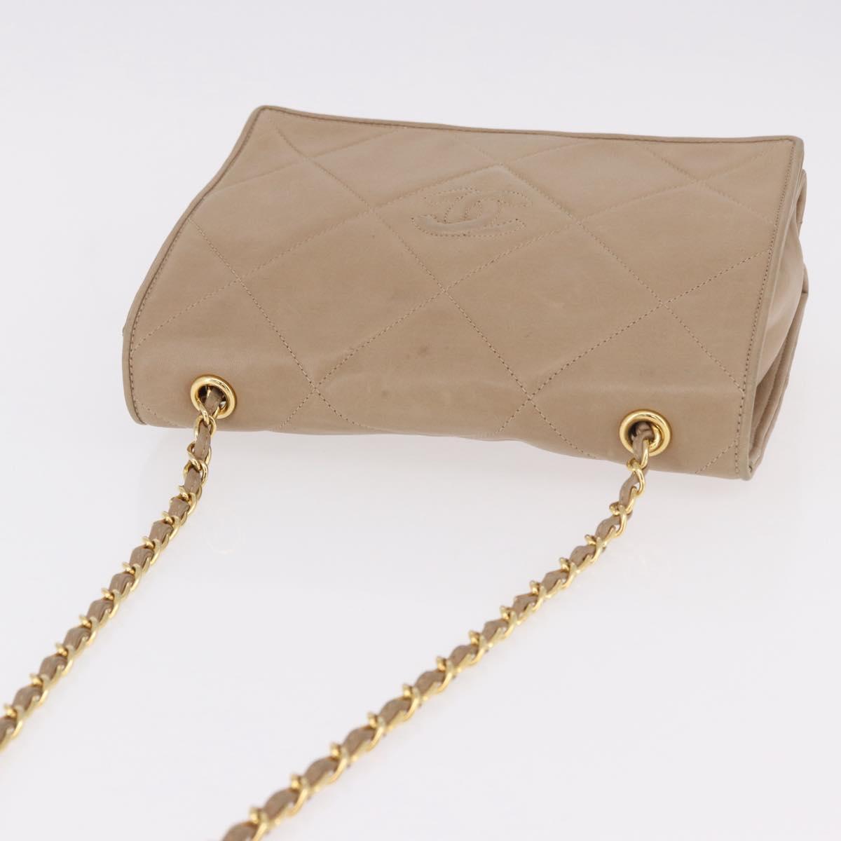 CHANEL Matelasse Chain Shoulder Bag Lamb Skin Beige Gold CC Auth 187157A - Jerrillo image 7