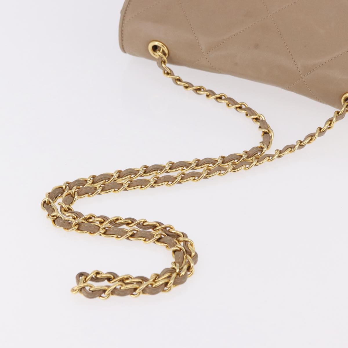 CHANEL Matelasse Chain Shoulder Bag Lamb Skin Beige Gold CC Auth 187157A - Jerrillo image 8