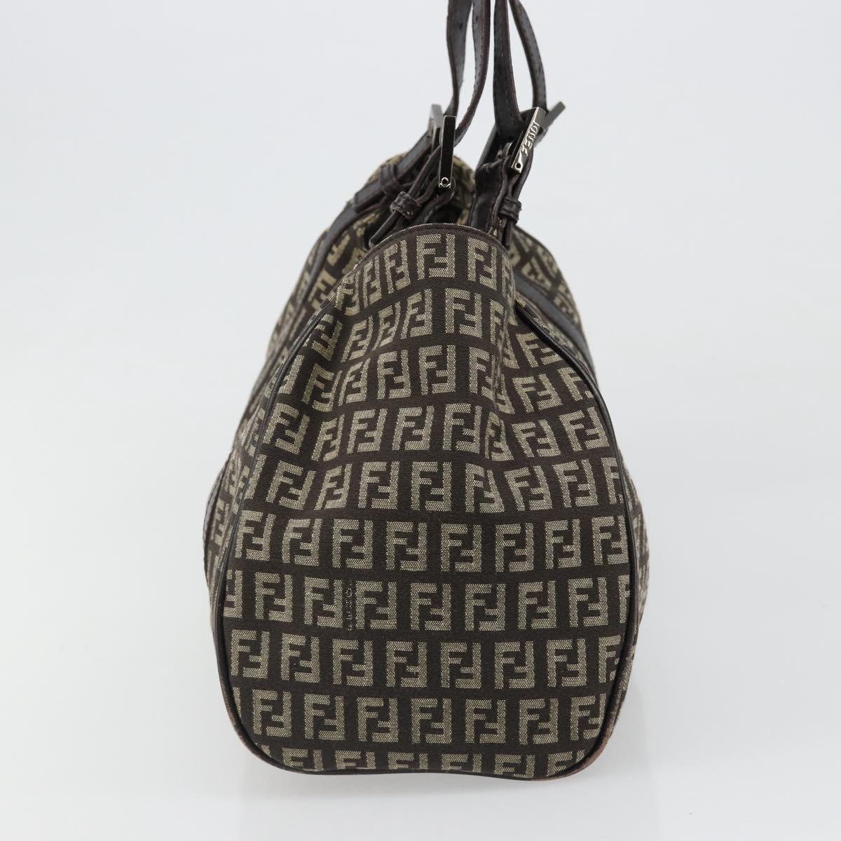 FENDI Zucchino Canvas Hand Bag Silver Brown Auth 187339A - Jerrillo image 4