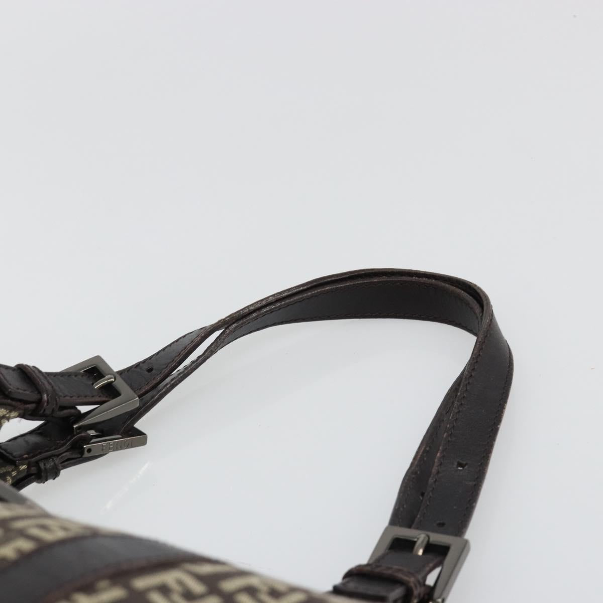 FENDI Zucchino Canvas Hand Bag Silver Brown Auth 187339A - Jerrillo image 8