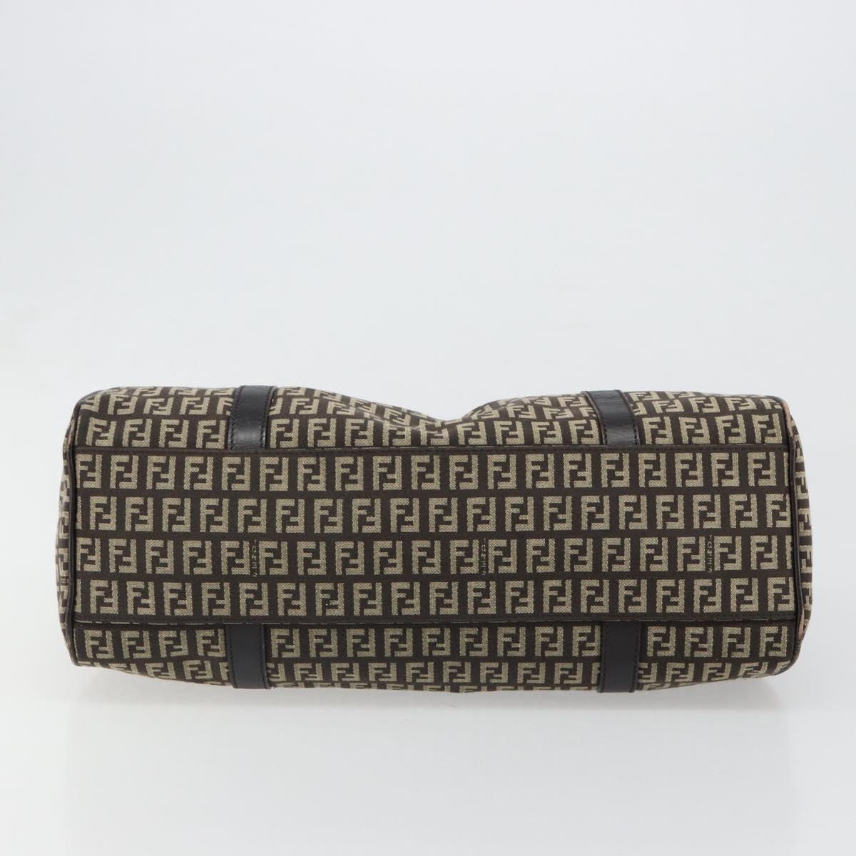FENDI Zucchino Canvas Hand Bag Silver Brown Auth 187339A - Jerrillo image 9