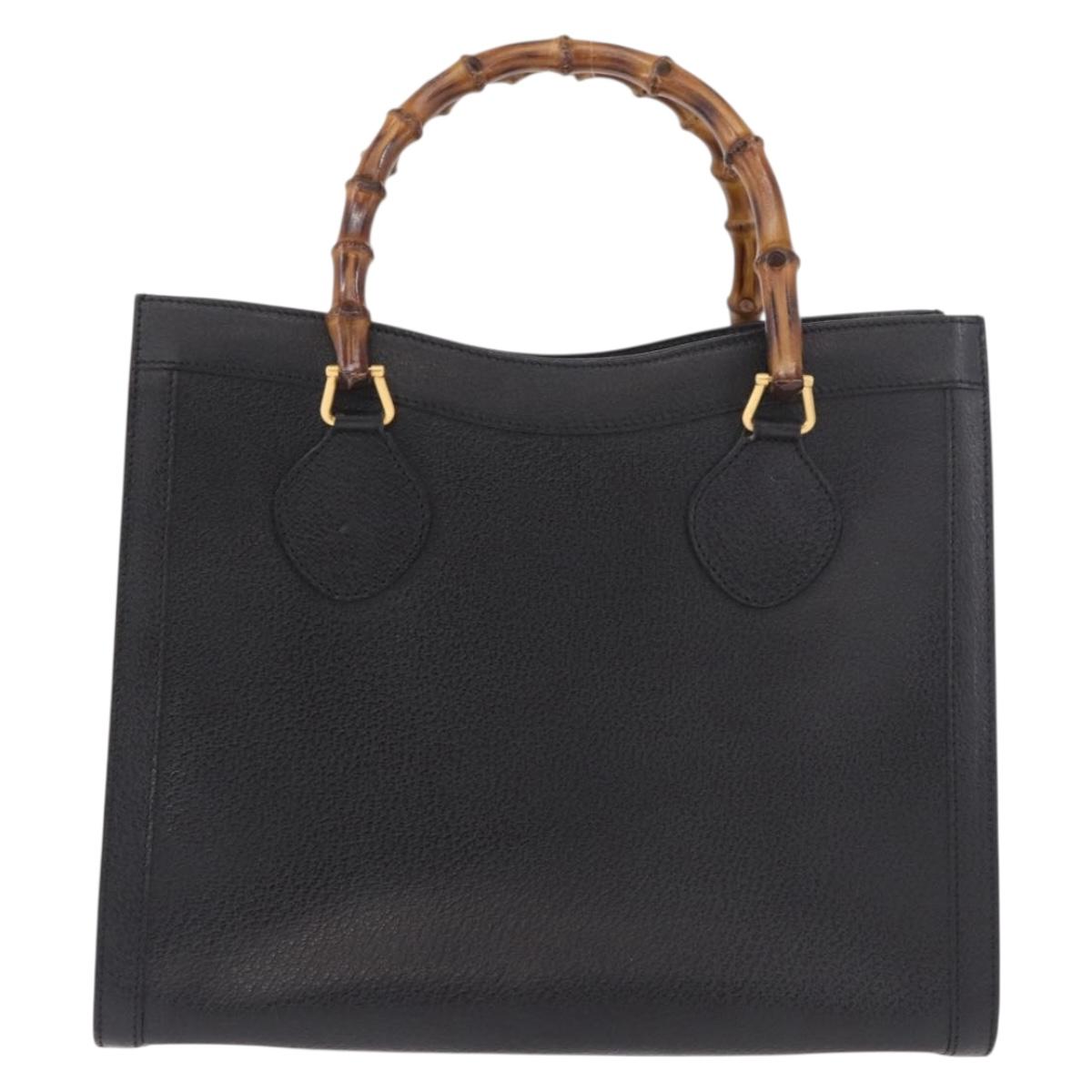 GUCCI Bamboo Tote Bag Leather Black Gold 002 2853 0260 0 Auth 187353 - Jerrillo image 2