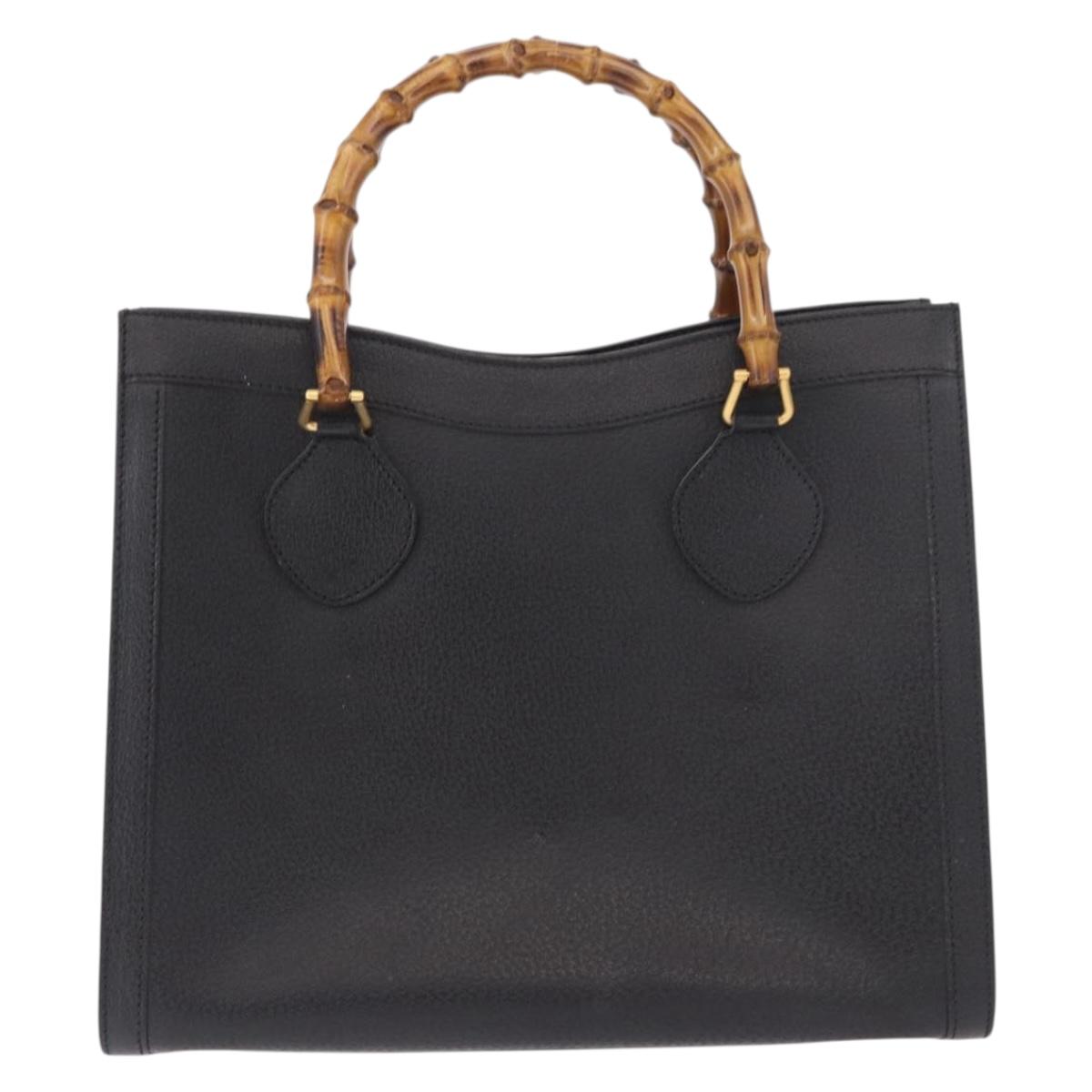 GUCCI Bamboo Tote Bag Leather Black Gold 002 2853 0260 0 Auth 187353 - Jerrillo image 3