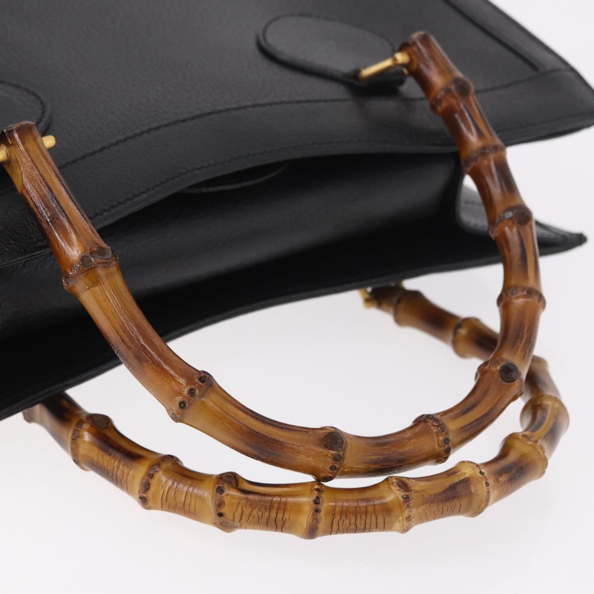 GUCCI Bamboo Tote Bag Leather Black Gold 002 2853 0260 0 Auth 187353 - Jerrillo image 7