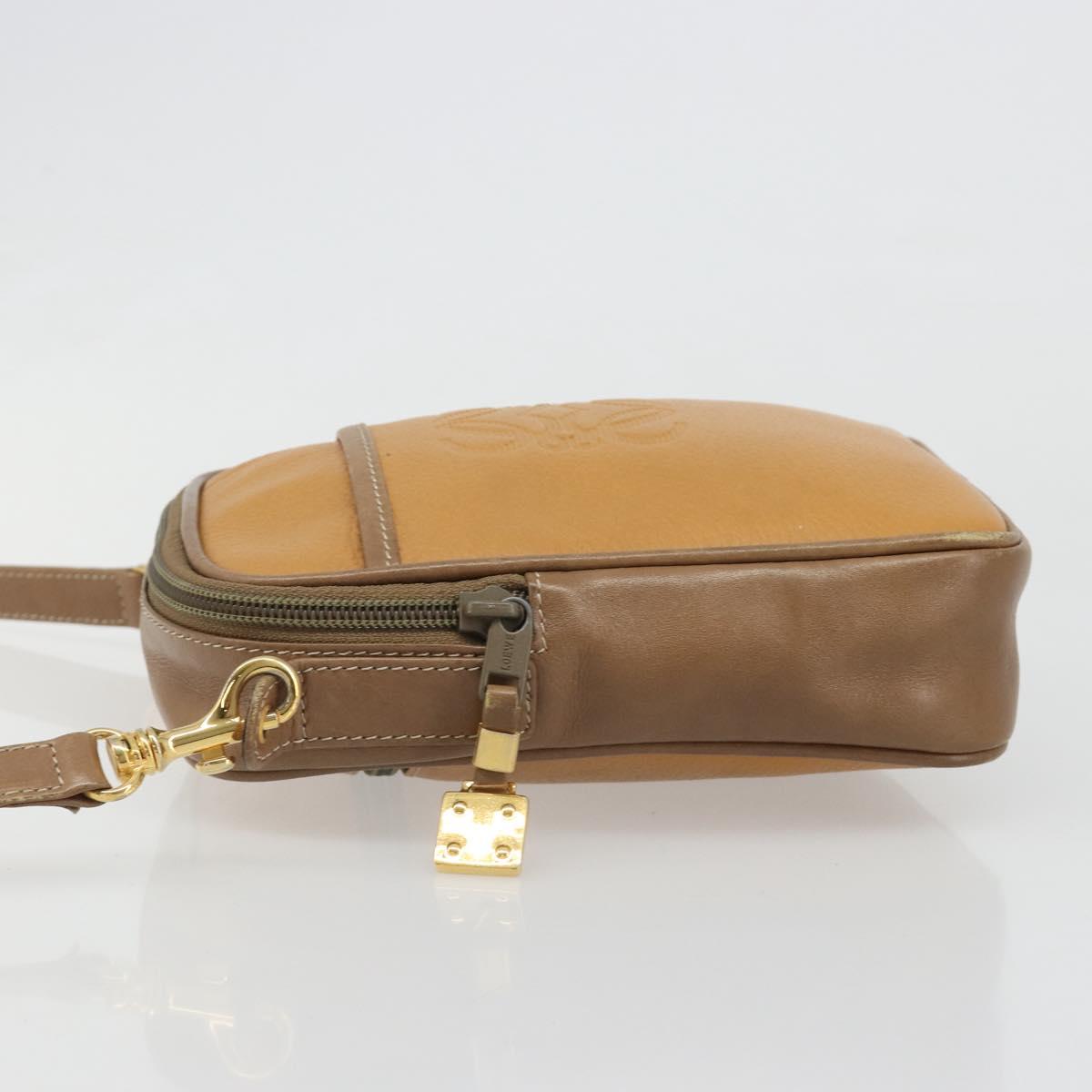 LOEWE Shoulder Bag Leather Brown gold Auth 187385 - Jerrillo image 4
