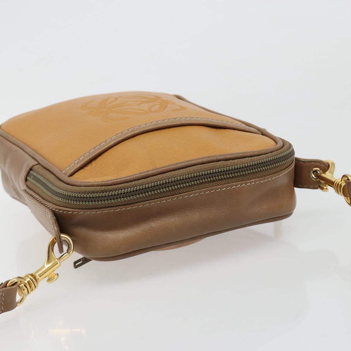 LOEWE Shoulder Bag Leather Brown gold Auth 187385 - Jerrillo image 6