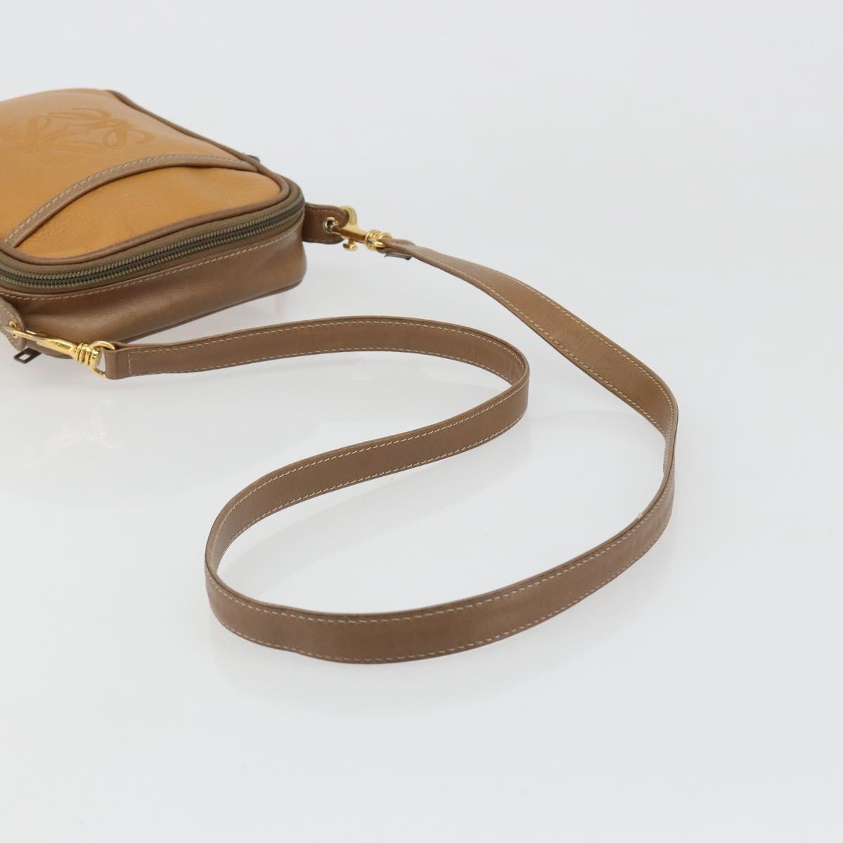 LOEWE Shoulder Bag Leather Brown gold Auth 187385 - Jerrillo image 7