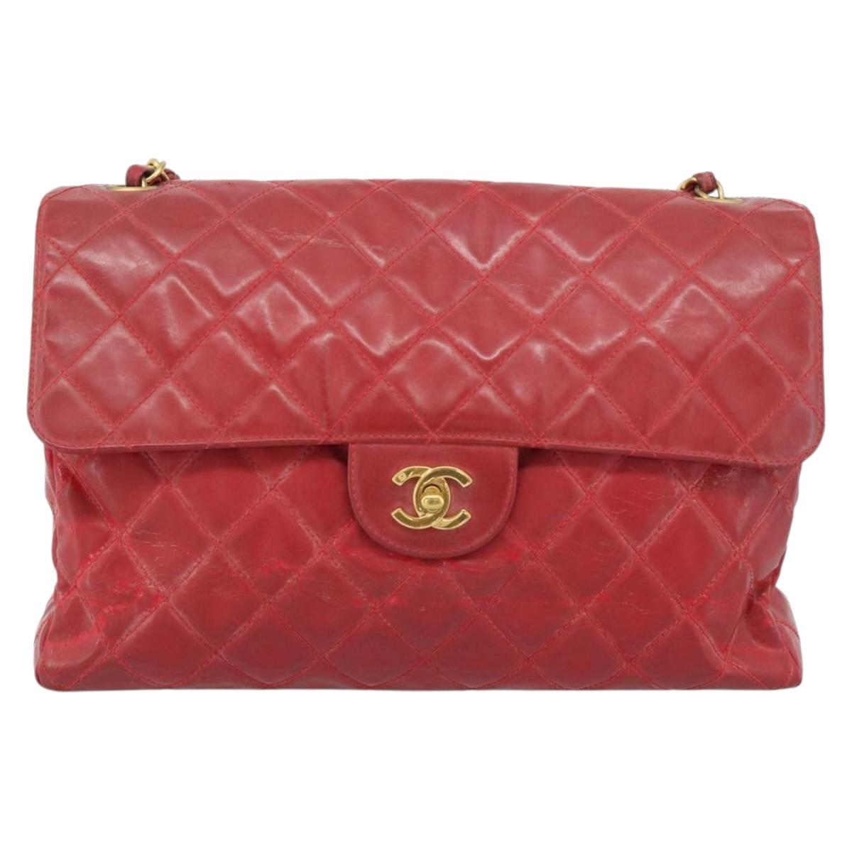 CHANEL Matelasse Chain Shoulder Bag Patent leather Red Gold CC Auth 187496 - Jerrillo image 2