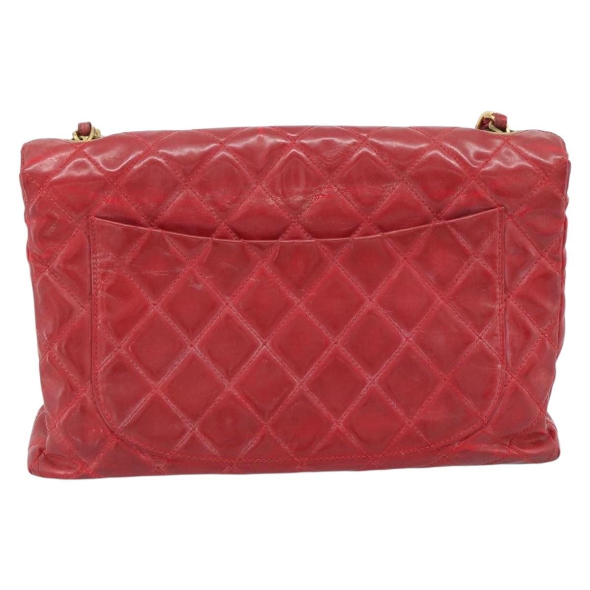 CHANEL Matelasse Chain Shoulder Bag Patent leather Red Gold CC Auth 187496 - Jerrillo image 3