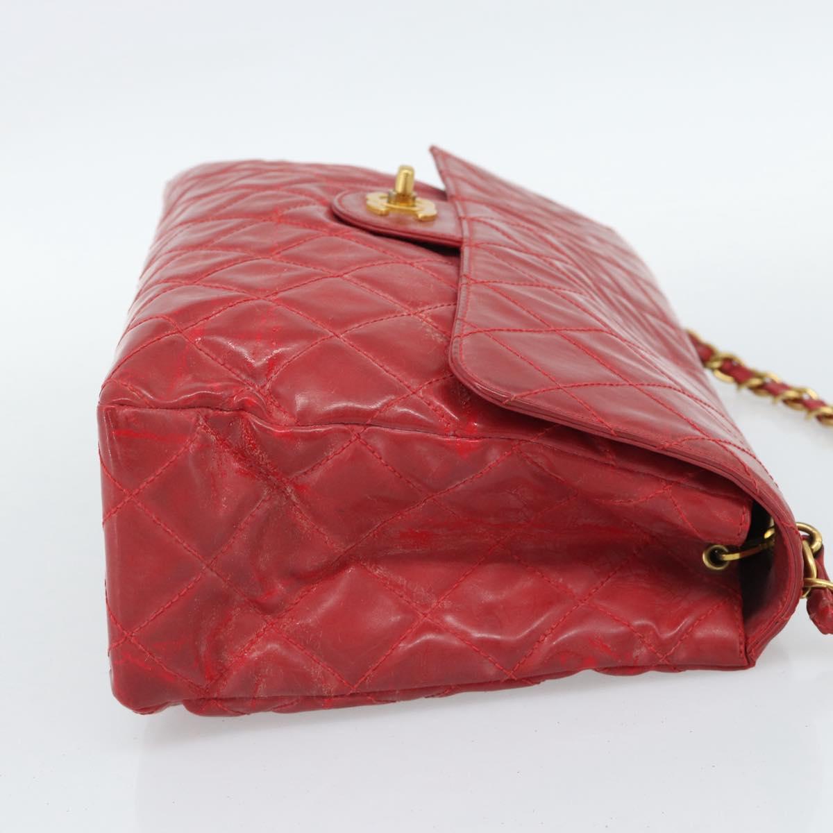 CHANEL Matelasse Chain Shoulder Bag Patent leather Red Gold CC Auth 187496 - Jerrillo image 5