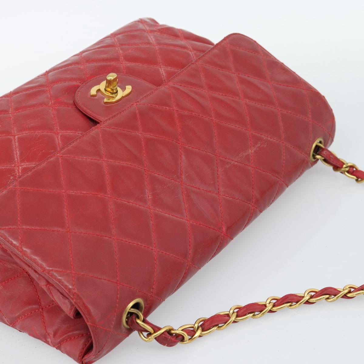 CHANEL Matelasse Chain Shoulder Bag Patent leather Red Gold CC Auth 187496 - Jerrillo image 6