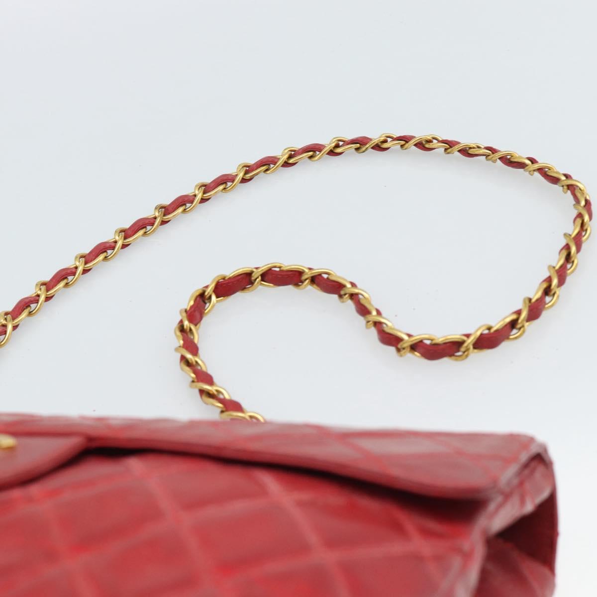 CHANEL Matelasse Chain Shoulder Bag Patent leather Red Gold CC Auth 187496 - Jerrillo image 8