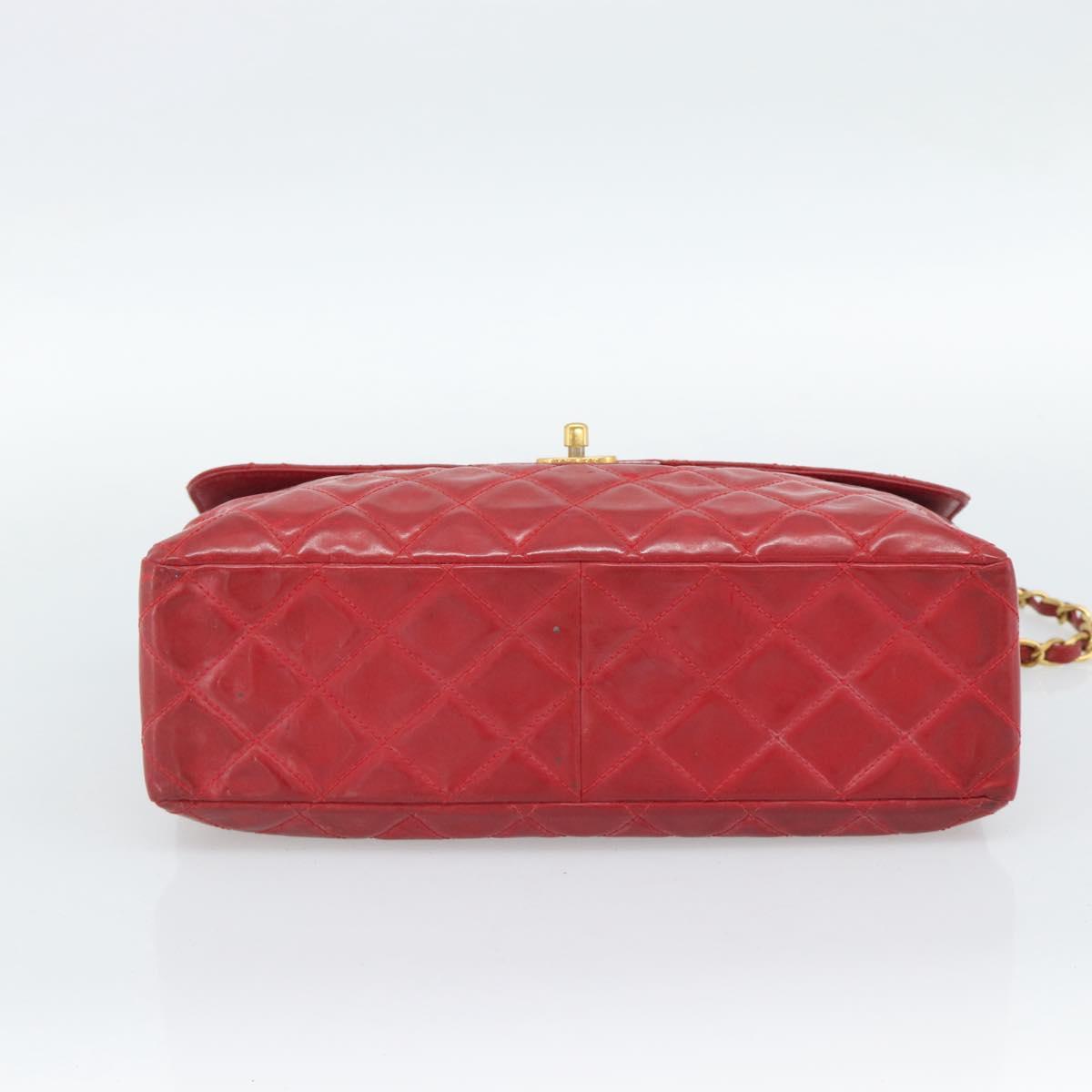 CHANEL Matelasse Chain Shoulder Bag Patent leather Red Gold CC Auth 187496 - Jerrillo image 9