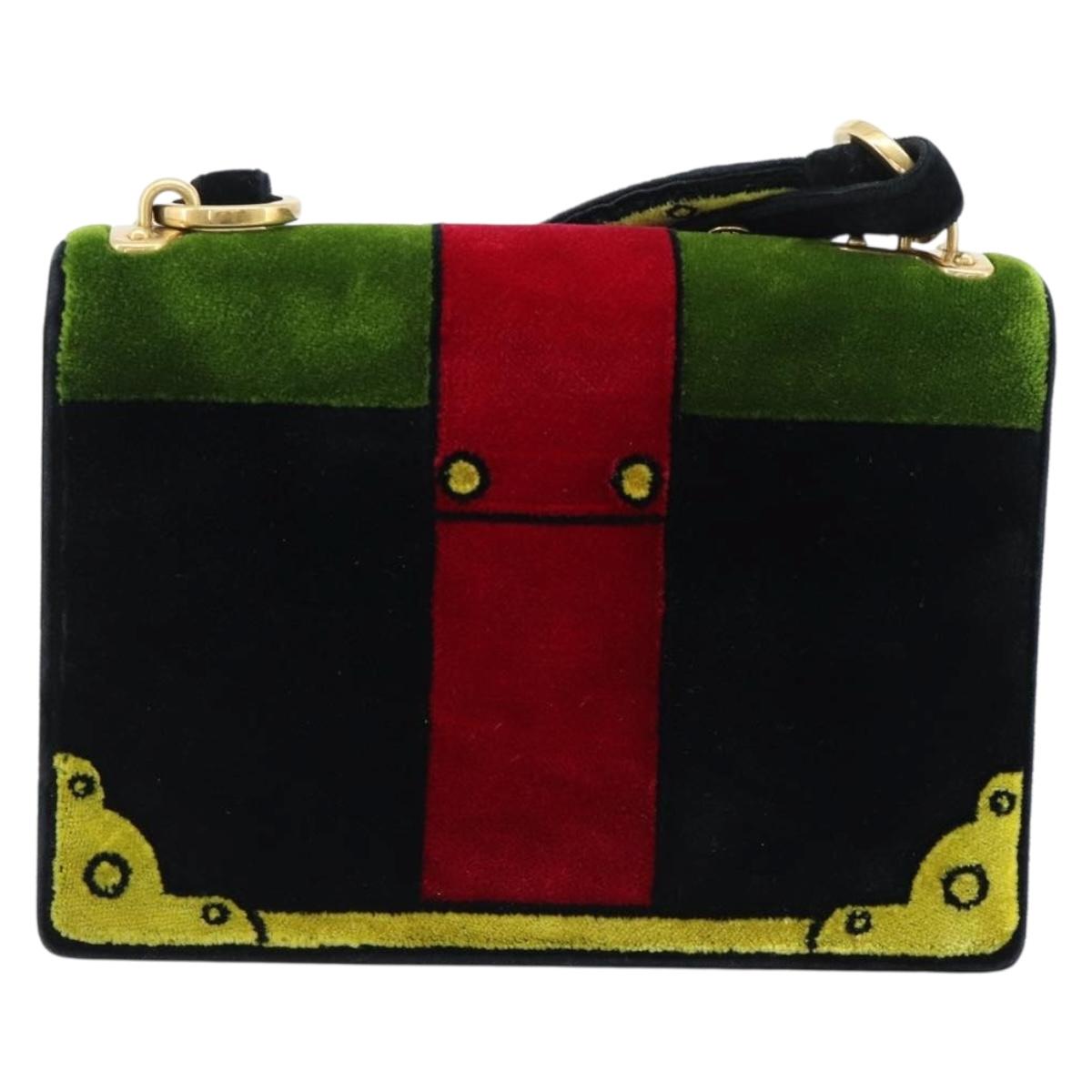 PRADA Shoulder Bag Velor Black Gold Auth 187500V - Jerrillo image 3