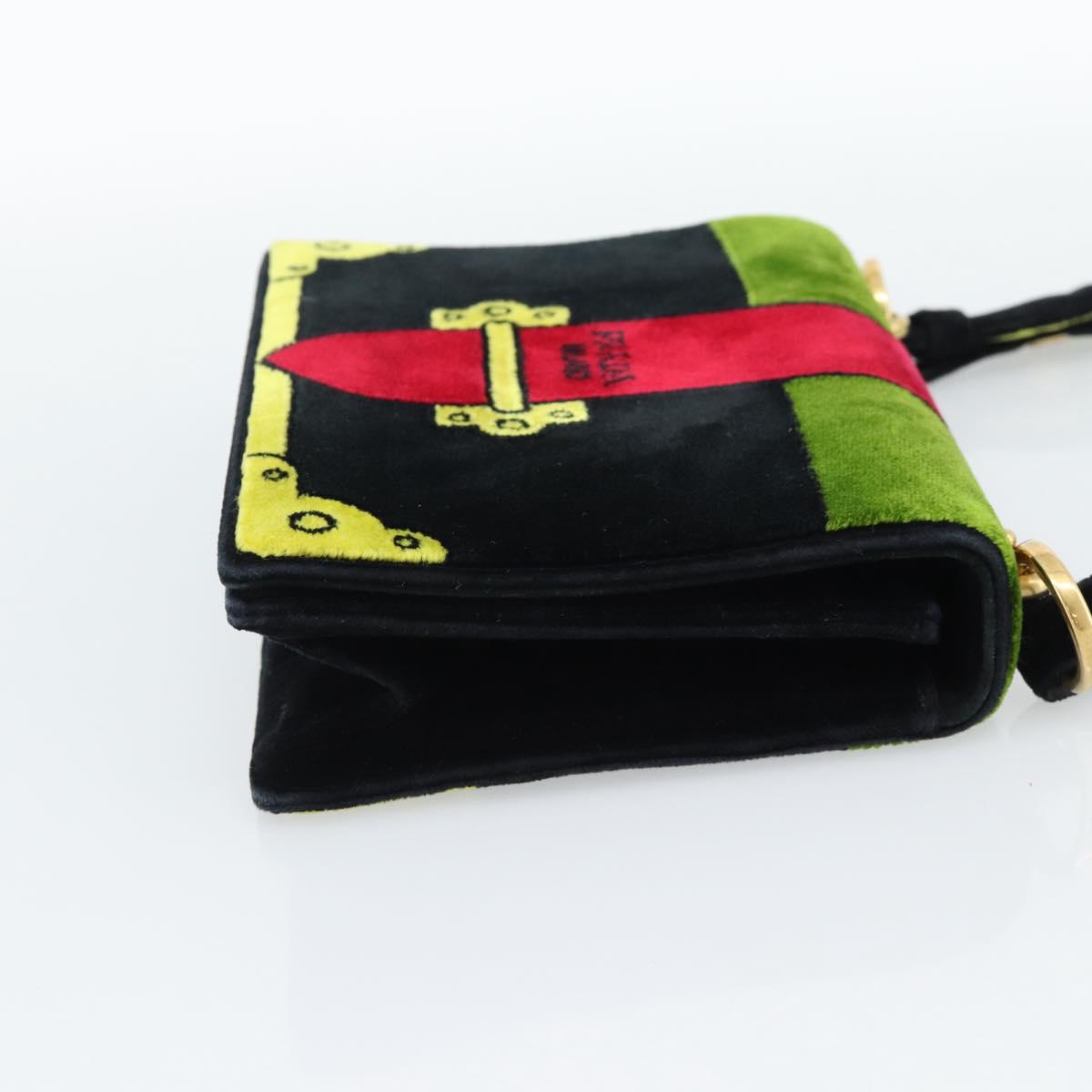 PRADA Shoulder Bag Velor Black Gold Auth 187500V - Jerrillo image 5
