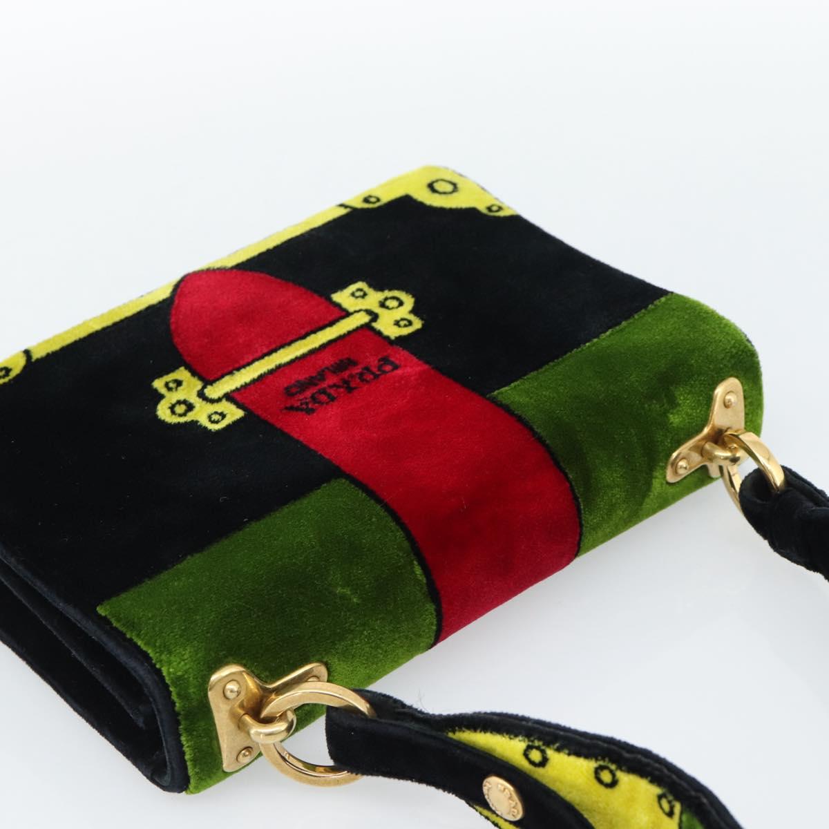 PRADA Shoulder Bag Velor Black Gold Auth 187500V - Jerrillo image 6