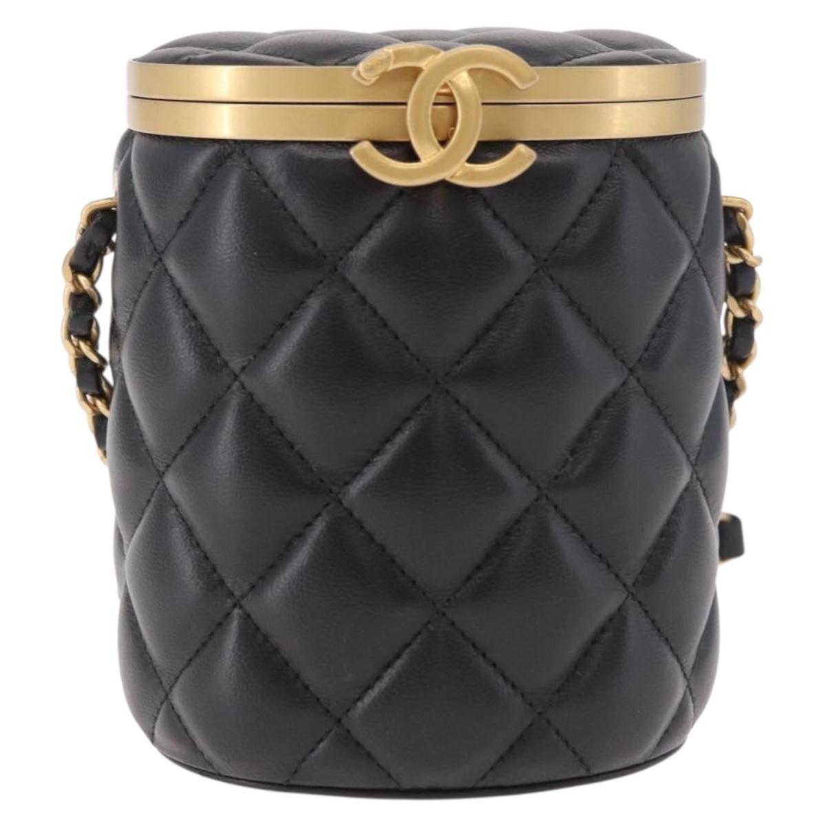 CHANEL Matelasse Chain Vanity Bag Lamb Skin Black Gold CC Auth 187609SAM - Jerrillo image 2