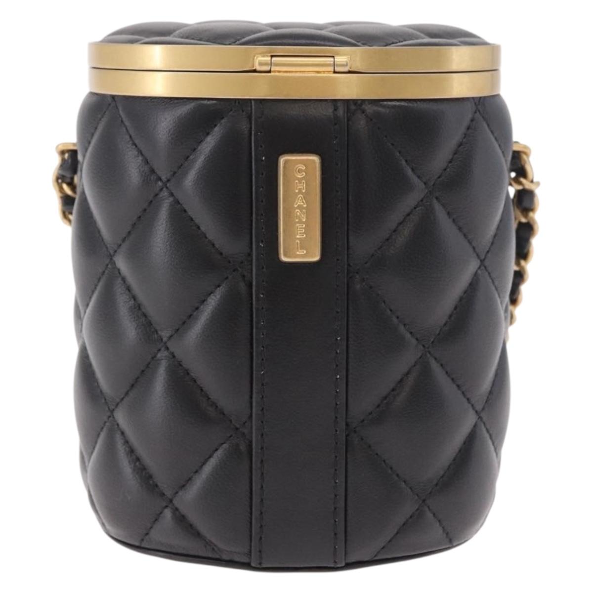 CHANEL Matelasse Chain Vanity Bag Lamb Skin Black Gold CC Auth 187609SAM - Jerrillo image 3