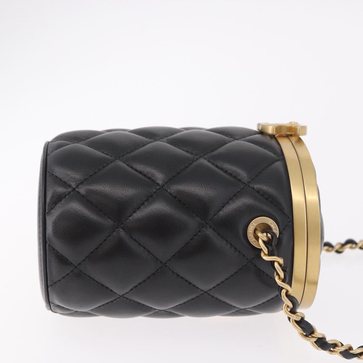CHANEL Matelasse Chain Vanity Bag Lamb Skin Black Gold CC Auth 187609SAM - Jerrillo image 4
