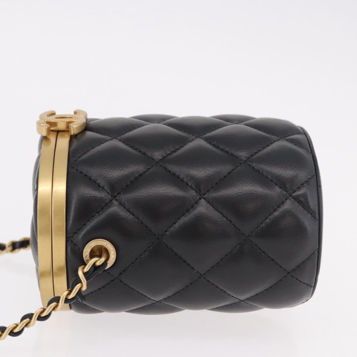 CHANEL Matelasse Chain Vanity Bag Lamb Skin Black Gold CC Auth 187609SAM - Jerrillo image 5