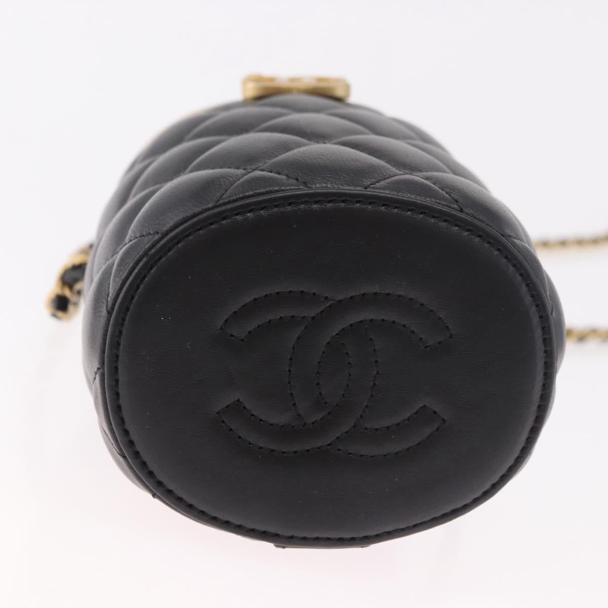 CHANEL Matelasse Chain Vanity Bag Lamb Skin Black Gold CC Auth 187609SAM - Jerrillo image 9
