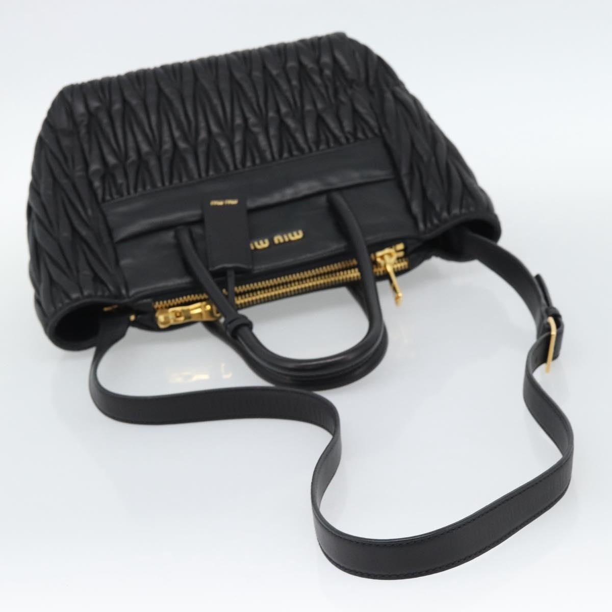 Miu Miu Matelasse Hand Bag Leather 2way Black Gold Auth 187647V - Jerrillo image 10