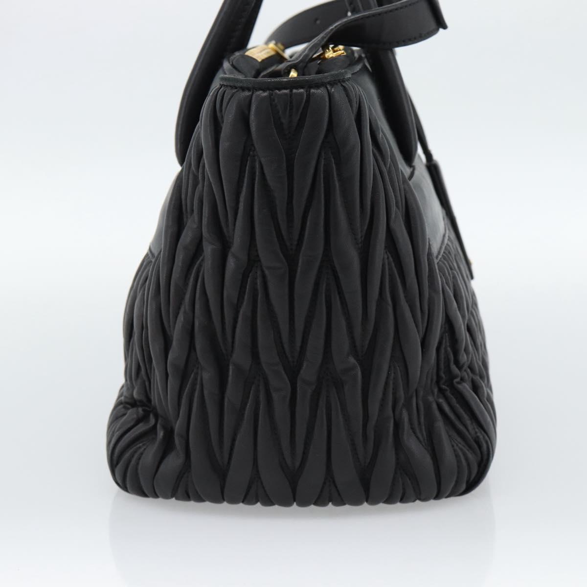 Miu Miu Matelasse Hand Bag Leather 2way Black Gold Auth 187647V - Jerrillo image 4