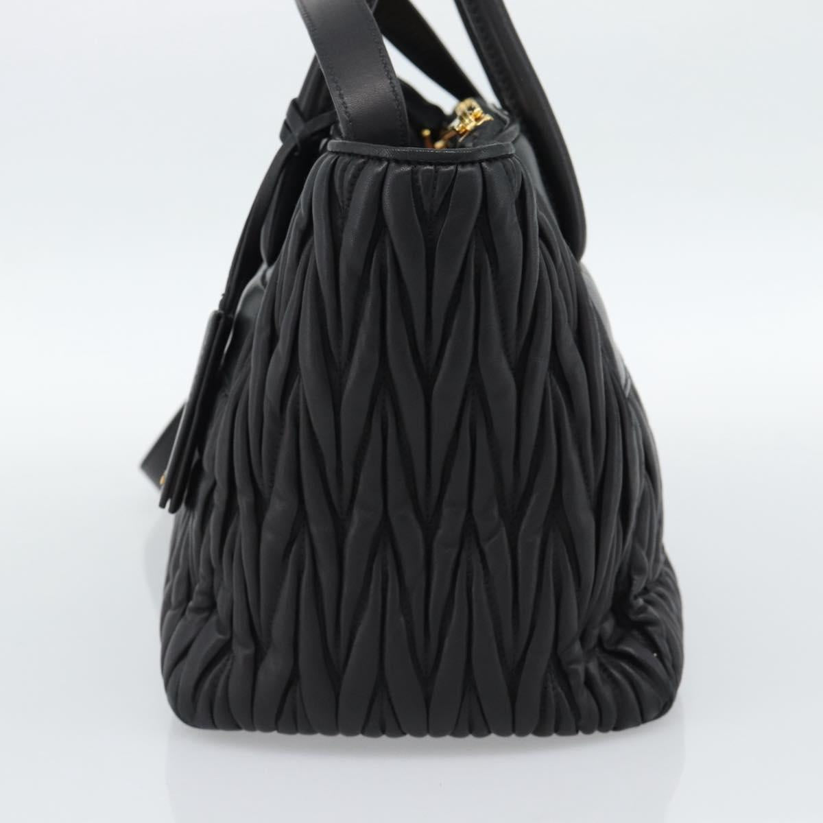 Miu Miu Matelasse Hand Bag Leather 2way Black Gold Auth 187647V - Jerrillo image 5