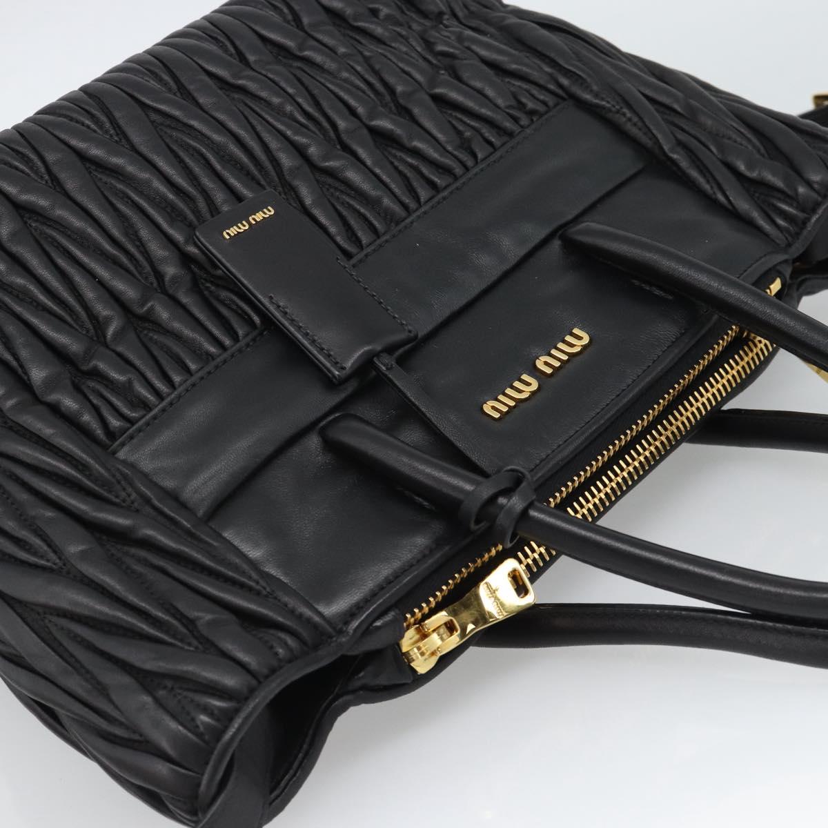 Miu Miu Matelasse Hand Bag Leather 2way Black Gold Auth 187647V - Jerrillo image 6