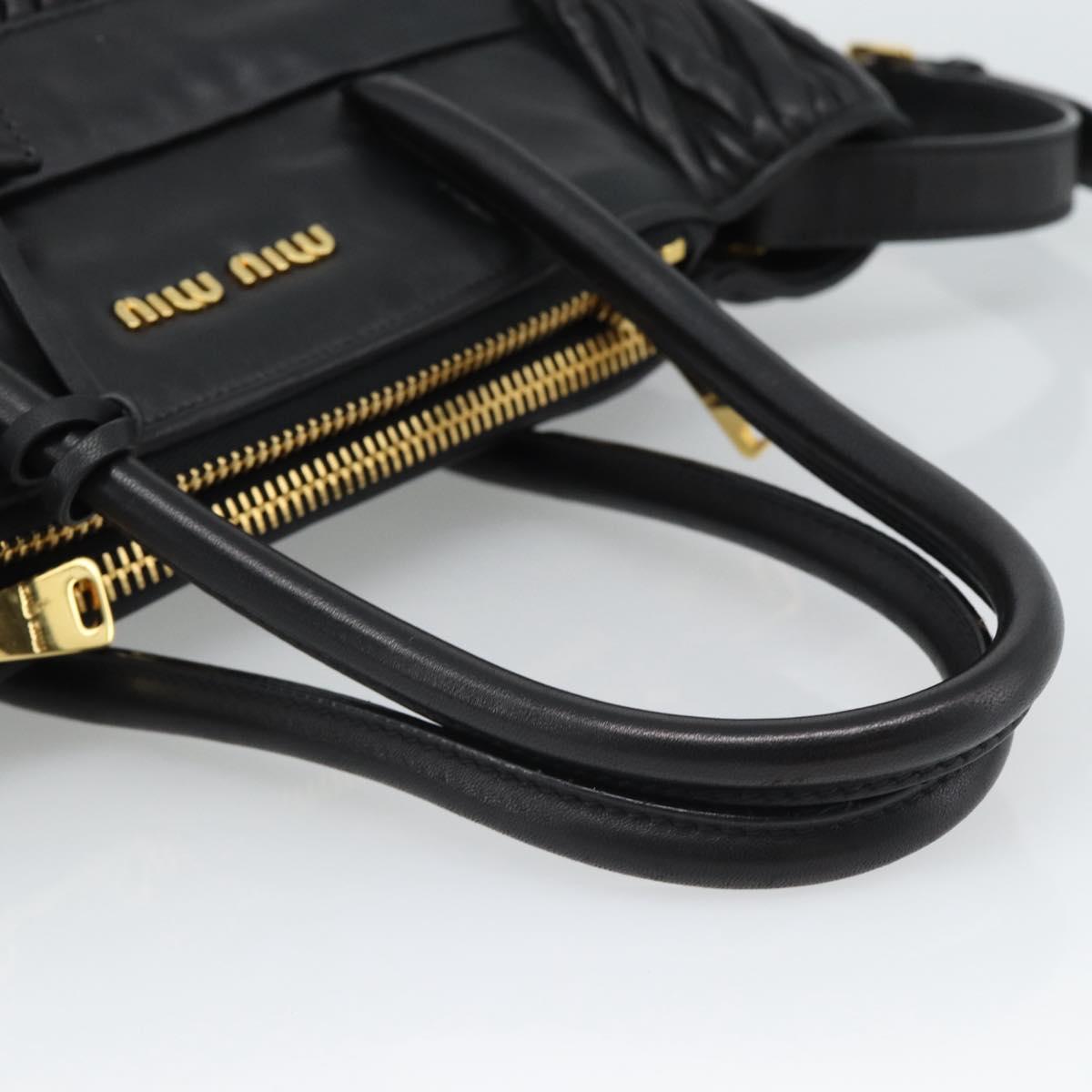 Miu Miu Matelasse Hand Bag Leather 2way Black Gold Auth 187647V - Jerrillo image 7