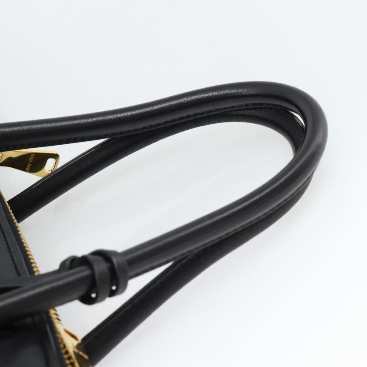 Miu Miu Matelasse Hand Bag Leather 2way Black Gold Auth 187647V - Jerrillo image 9
