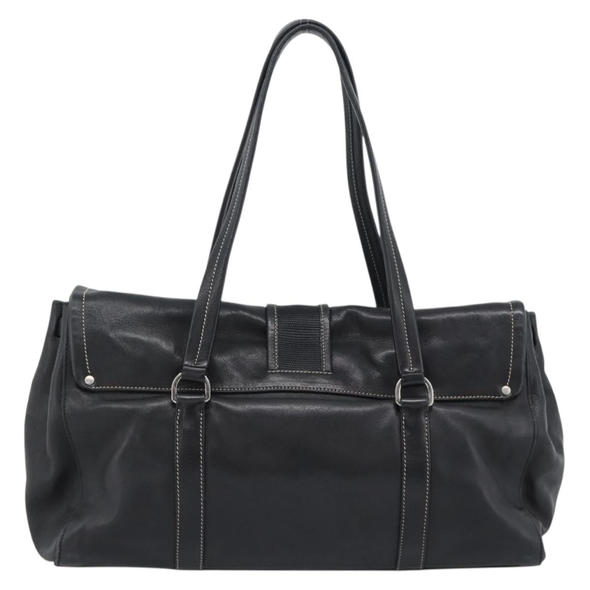 PRADA Tote Bag Leather Black Silver Auth 187659V - Jerrillo image 3