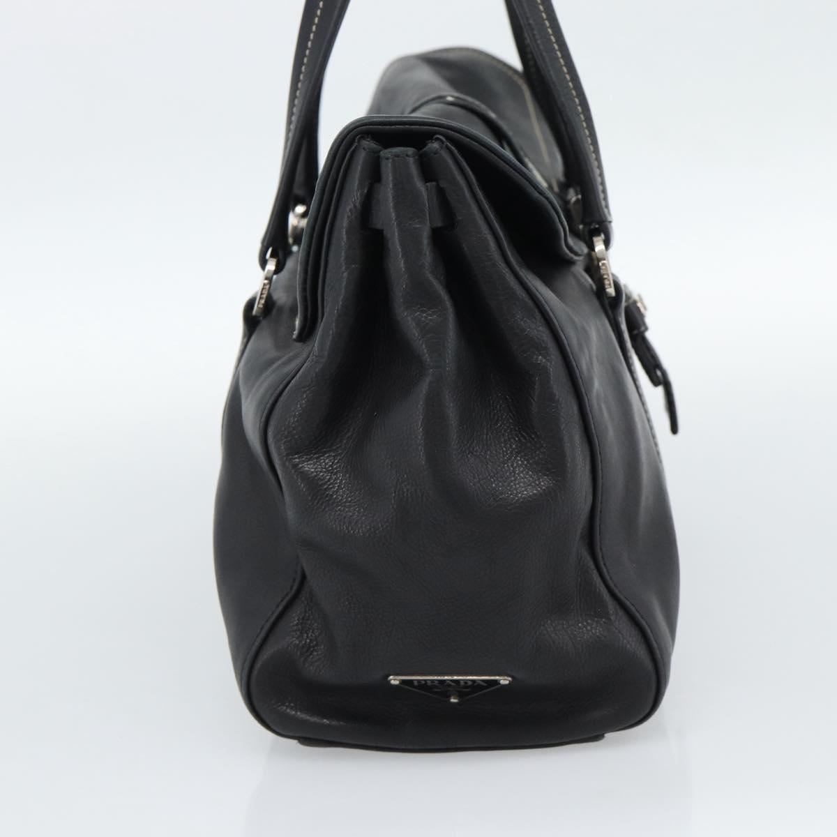 PRADA Tote Bag Leather Black Silver Auth 187659V - Jerrillo image 4