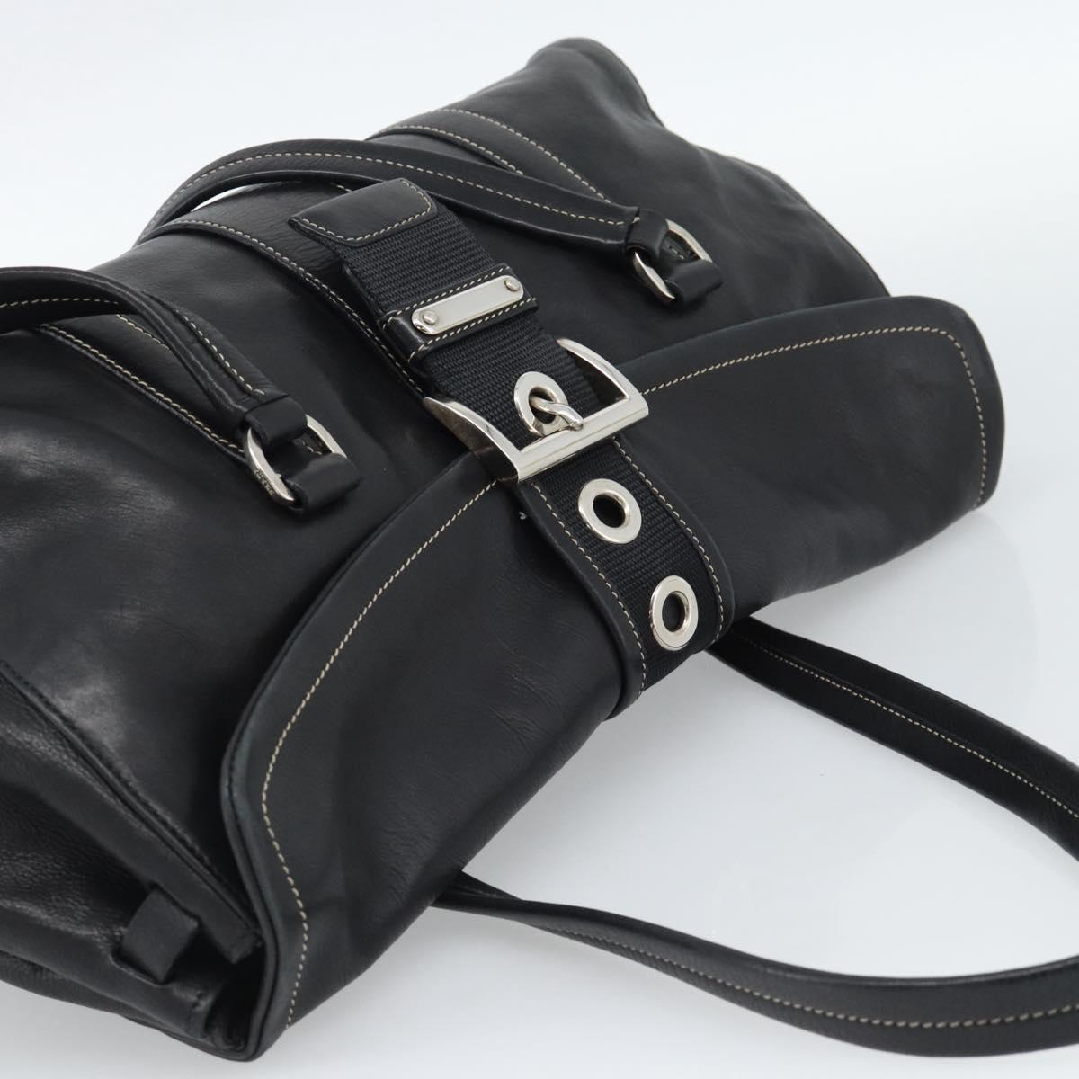 PRADA Tote Bag Leather Black Silver Auth 187659V - Jerrillo image 6