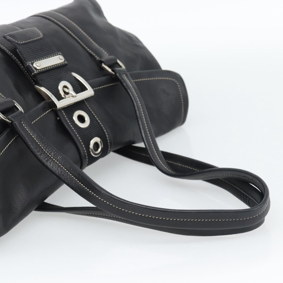 PRADA Tote Bag Leather Black Silver Auth 187659V - Jerrillo image 7