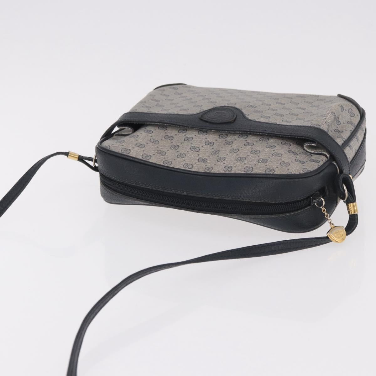 GUCCI Micro GG Supreme Shoulder Bag PVC Navy Gold Auth 187777 - Jerrillo image 6