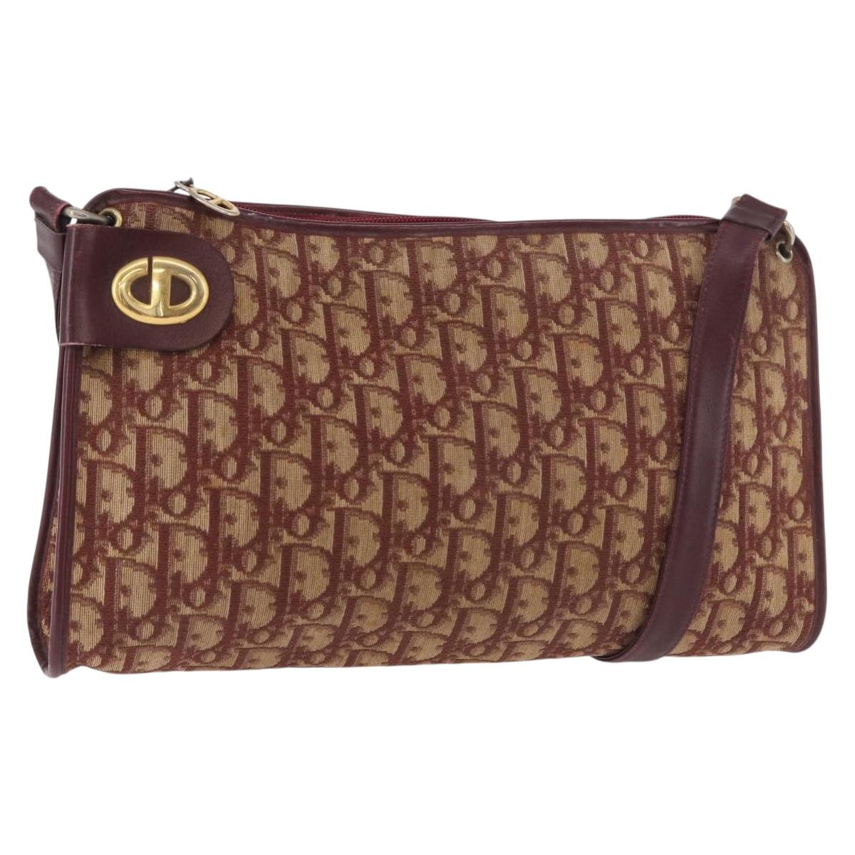 Christian Dior Trotter Canvas Shoulder Bag Red Gold Auth 187796 - Jerrillo image 2