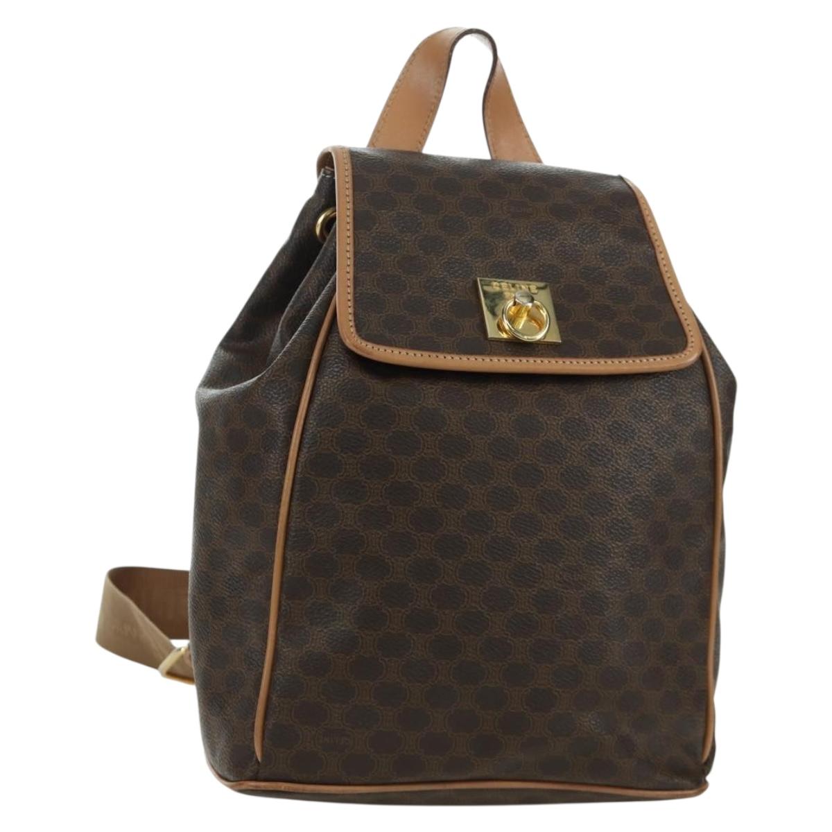 CELINE Macadam Canvas Backpack PVC Leather Brown Gold Auth am11186A - Jerrillo